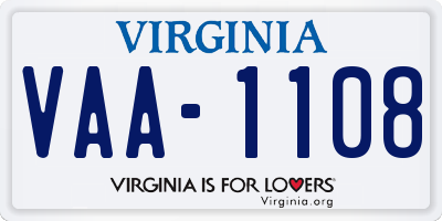 VA license plate VAA1108