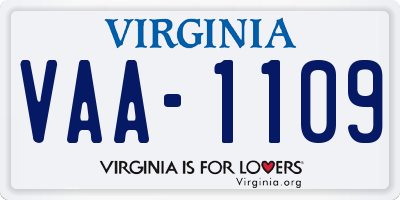 VA license plate VAA1109