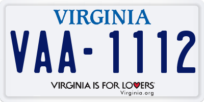 VA license plate VAA1112
