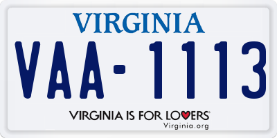 VA license plate VAA1113