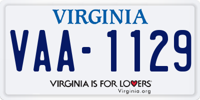 VA license plate VAA1129