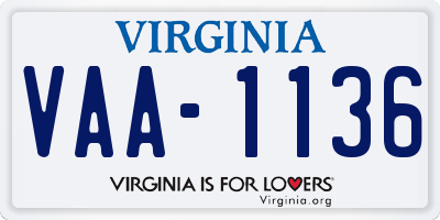 VA license plate VAA1136