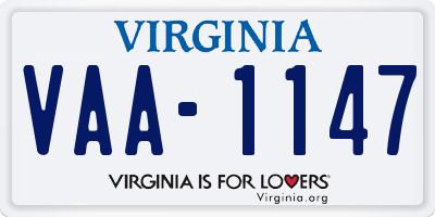 VA license plate VAA1147