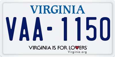 VA license plate VAA1150