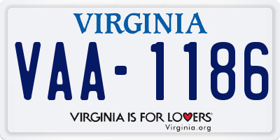 VA license plate VAA1186