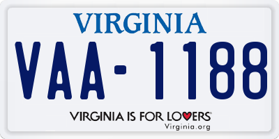 VA license plate VAA1188
