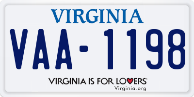 VA license plate VAA1198