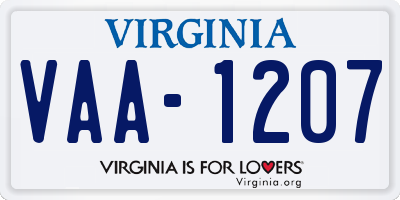 VA license plate VAA1207