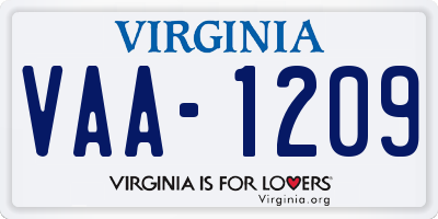 VA license plate VAA1209