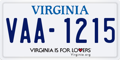 VA license plate VAA1215