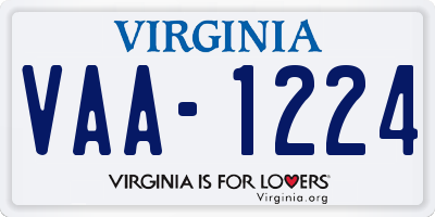 VA license plate VAA1224