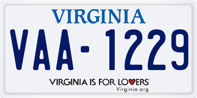 VA license plate VAA1229