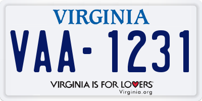VA license plate VAA1231
