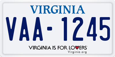 VA license plate VAA1245