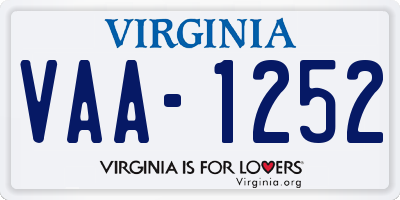 VA license plate VAA1252
