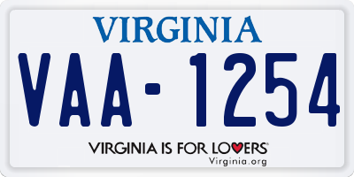 VA license plate VAA1254