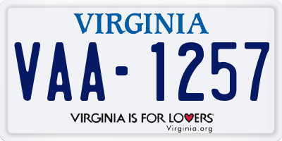 VA license plate VAA1257