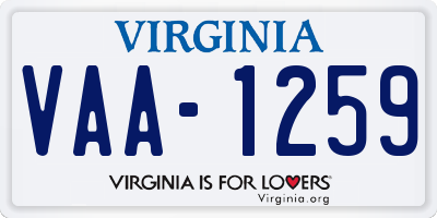 VA license plate VAA1259