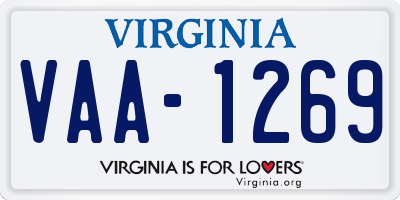 VA license plate VAA1269