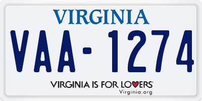 VA license plate VAA1274