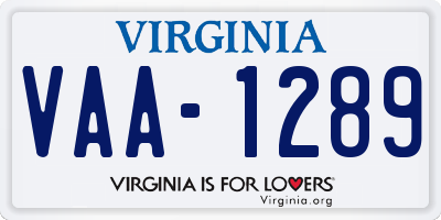 VA license plate VAA1289