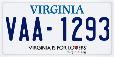 VA license plate VAA1293