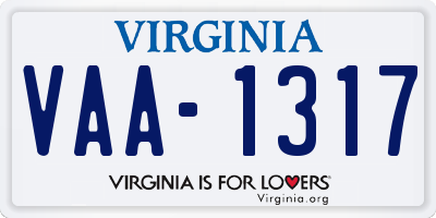 VA license plate VAA1317