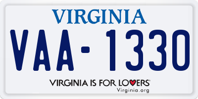 VA license plate VAA1330