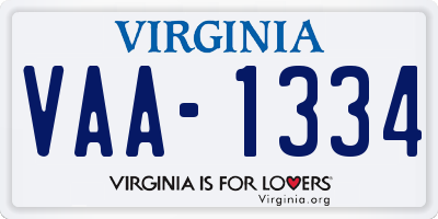 VA license plate VAA1334