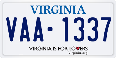 VA license plate VAA1337