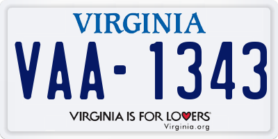 VA license plate VAA1343