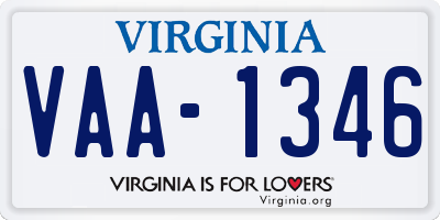 VA license plate VAA1346