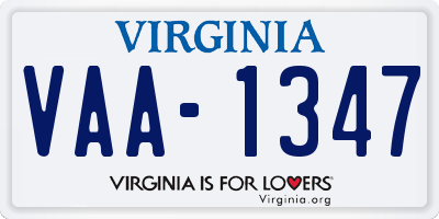 VA license plate VAA1347