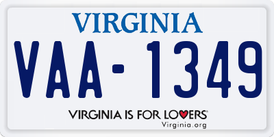 VA license plate VAA1349