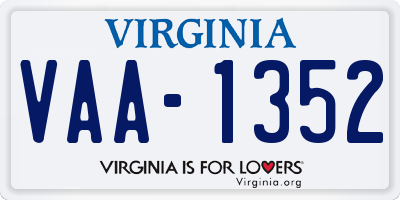VA license plate VAA1352