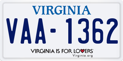 VA license plate VAA1362