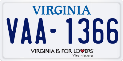 VA license plate VAA1366
