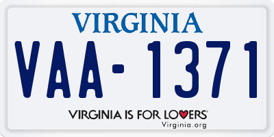 VA license plate VAA1371
