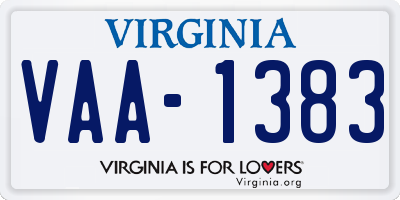 VA license plate VAA1383