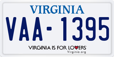 VA license plate VAA1395