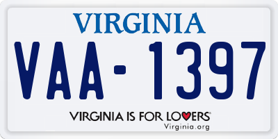 VA license plate VAA1397