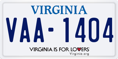 VA license plate VAA1404