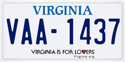 VA license plate VAA1437