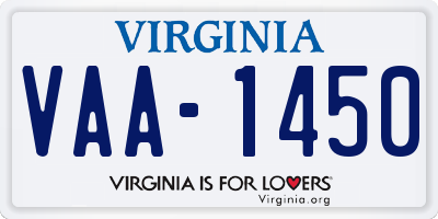 VA license plate VAA1450