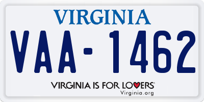 VA license plate VAA1462