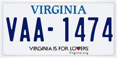 VA license plate VAA1474