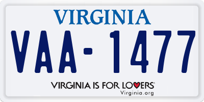 VA license plate VAA1477