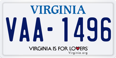 VA license plate VAA1496