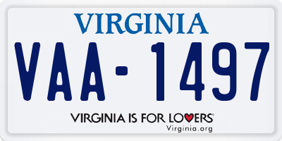 VA license plate VAA1497