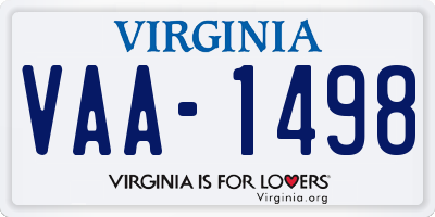 VA license plate VAA1498